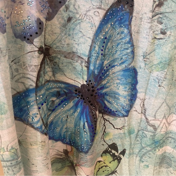 Indigo Soul Blue Embellished Butterfly T-shirt Top Size 2XL - Picture 11 of 11